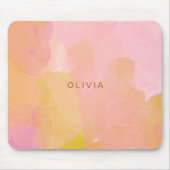 Tapis De Souris Aquarelle rose et or Peinture Abstraite (Devant)