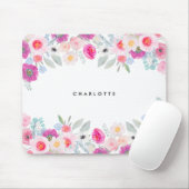 Tapis De Souris Aquarelle rose et violet pastel Garland floral (Avec souris)