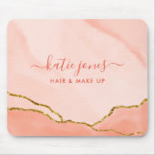 Tapis De Souris Aquarelle rose moderne et Faux Gold Business (Devant)