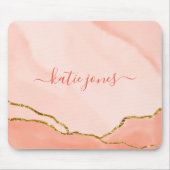 Tapis De Souris Aquarelle rose moderne & Souris or Faux Pad (Devant)