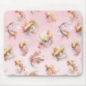 Tapis De Souris Aquarelle rose or Koi Poisson Floral (Devant)