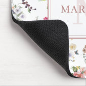 Tapis De Souris Aquarelle Rose rose Floral Monogramme (Coin)