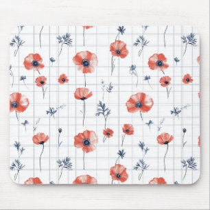 Tapis De Souris Aquarelle rouge Motif sur blanc