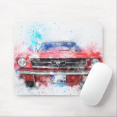 Tapis De Souris Aquarelle rouge Mustang (Avec souris)
