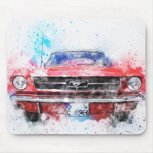Tapis De Souris Aquarelle rouge Mustang (Devant)