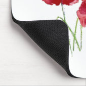 Tapis De Souris Aquarelle Rouge Pavot Jardin Fleur Art Floral (Coin)
