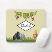 Tapis De Souris Aquarelle Safari Jungle Illustration animale (Avec souris)