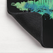 Tapis De Souris Aquarelle Skyline de Chicago en bleu et vert (Coin)