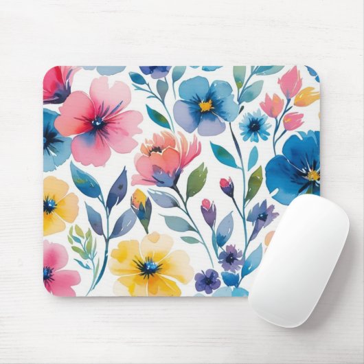 Tapis De Souris Aquarelle Style Floral Souris (Avec souris)