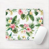 Tapis De Souris Aquarelle Tropical Floral Motif Personnalisé (Avec souris)