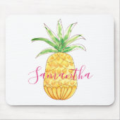 Tapis De Souris Aquarelle tropicale ananas Nom Monogramme (Devant)