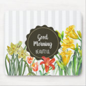 Tapis De Souris Aquarelle Tulipe de perroquet jaune orange (Devant)