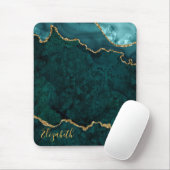 Tapis De Souris Aquarelle Turquoise or Marbre Géode Agate (Avec souris)