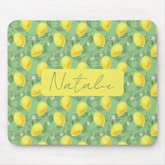 Tapis De Souris Aquarelle vert citrus nom du motif pavé souris (Devant)