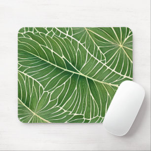 Tapis De Souris Aquarelle Vert Feuilles tropicaux