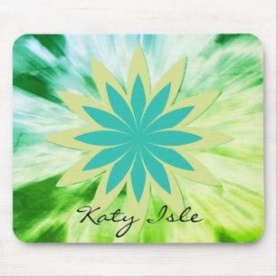 Tapis De Souris Aquarelle verte Lotus Flower Peinture ethnique