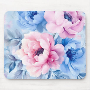 Tapis De Souris Aquarelle vintage de fleurs Pastel Pétales