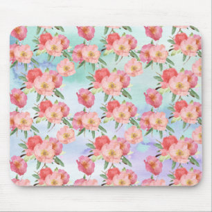 Tapis De Souris Aquarelle violette Aqua Rose Floral