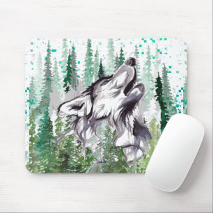 Tapis De Souris Aquarelle Wolf Cartouche de souris couleur Wolf