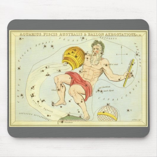 Tapis De Souris Aquarius, Constellation Vintage, miroir d'Urania (Devant)