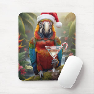 Tapis De Souris Ara portant un chapeau de Père Noël