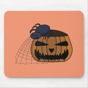 Tapis De Souris Araignée dans le web dans le citrouille d'hallowee