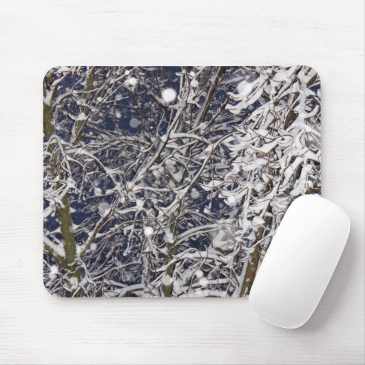 Tapis De Souris Arbre à Blizzard avec Branches couvertes de neige  (Avec souris)
