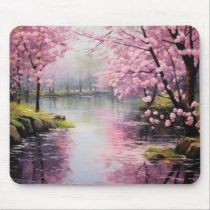 Tapis De Souris Arbre à fleurs rose
