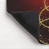 Tapis De Souris Arbre Abstrait de Noël doré sur rouge vif (Coin)