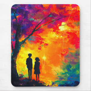 Tapis De Souris Arbre coloré d'amour