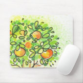 Tapis De Souris Arbre d'agrume peint d'aquarelle dans le pot (Avec souris)