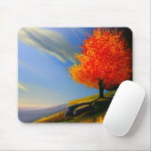 Tapis De Souris Arbre d'automne au bord de l'océan Mousepad (Avec souris)