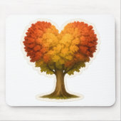 Tapis De Souris Arbre d'automne en forme de coeur (Devant)