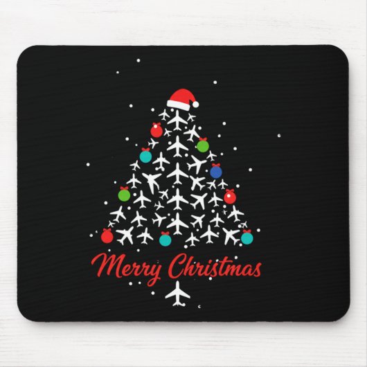 Tapis De Souris Arbre d'avion de Noël Joyeux Noël Beaucoup Voyage (Devant)