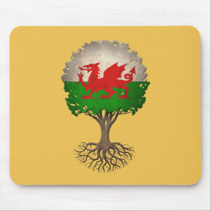Tapis De Souris Arbre de drapeau de Gallois de la vie