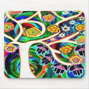 Tapis De Souris Arbre de Judaica Hamsa de la vie en ivoire