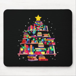 Tapis De Souris Arbre de la bibliothèque de Noël Amour de la lectu