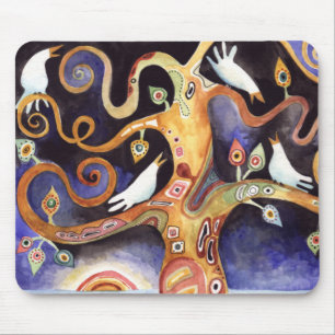 Tapis De Souris ARBRE DE LA VIE Aquarelle colombes