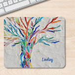 Tapis De Souris Arbre de mosaïque personnalisée<br><div class="desc">Ce tapis de souris est décoré d'un arbre en mosaïque multicolore. Facilement personnalisable avec votre nom ou monogramme. Mosaïque originale © Michele Davies.</div>
