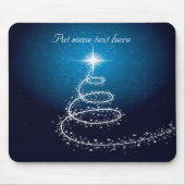 Tapis De Souris Arbre de Noël blanc Abstrait sur bleu brillant (Devant)