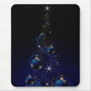 Tapis De Souris Arbre de Noël bleu scintillant