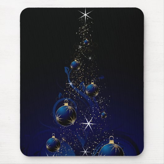 Tapis De Souris Arbre de Noël bleu scintillant (Devant)