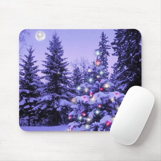 Tapis De Souris Arbre de Noël dans la forêt (Avec souris)