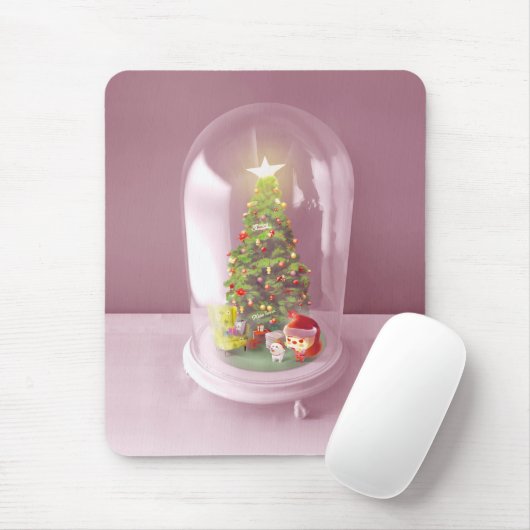 Tapis De Souris Arbre de Noël dans un dôme de verre (Avec souris)