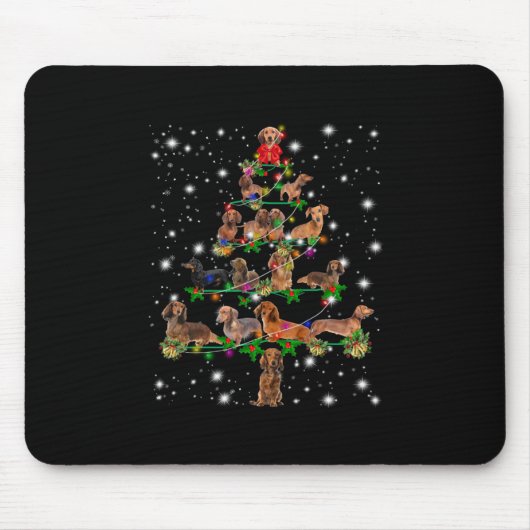 Tapis De Souris Arbre De Noël De Dachshund Couvert De Lampe De Feu (Devant)