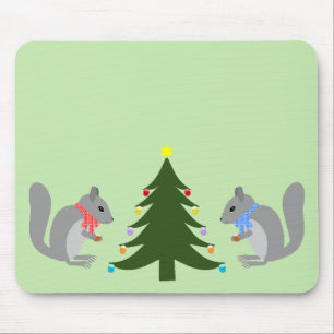 Tapis De Souris Arbre de Noël décorant les écureuils