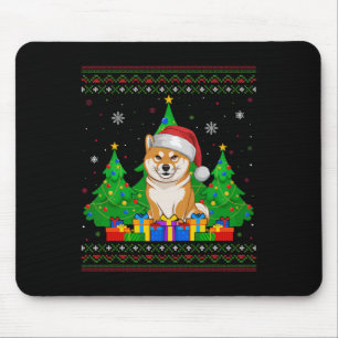 Tapis De Souris Arbre de Noël doux Santa Hat Shiba Inu Do