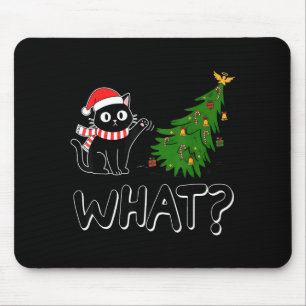 Tapis De Souris Arbre de Noël drôle chat noir Noël humour Xmas Ca