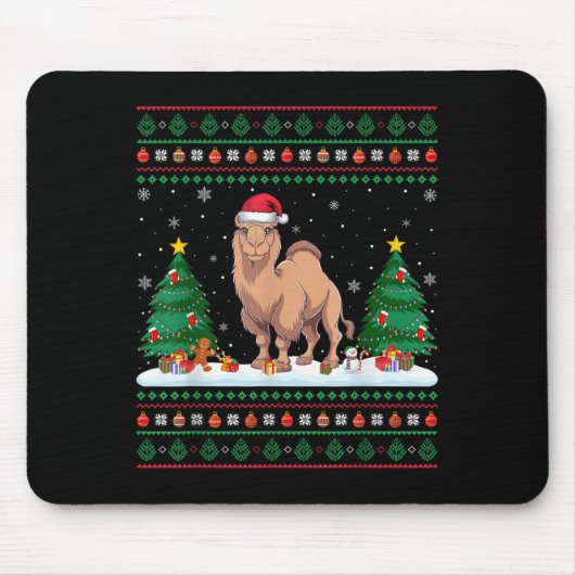 Tapis De Souris Arbre de Noël éclaire Camel Bactrien Père Noël Ugl (Devant)