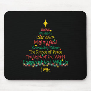 Tapis De Souris Arbre de Noël en forme de Xmas Noms Jésus Bible No
